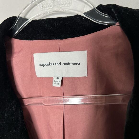 Cupcakes and Cashmere Black Velvet Blazer Womens Size 4 Career Lined - Picture 6 of 8